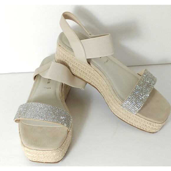 Anne Klein Natalia Sandals Women's Size 9.5M Espadrill Rhinestone Strappy - Picture 6 of 10